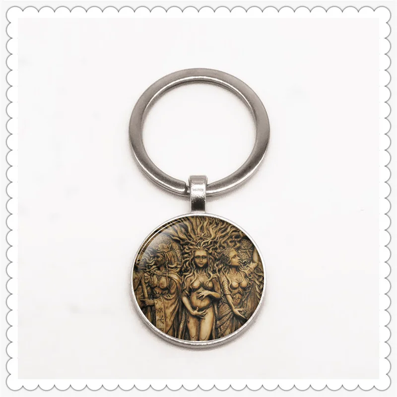 

Moon goddess pattern keychain convex round pendant classic fashion men and women keychain gift jewelry