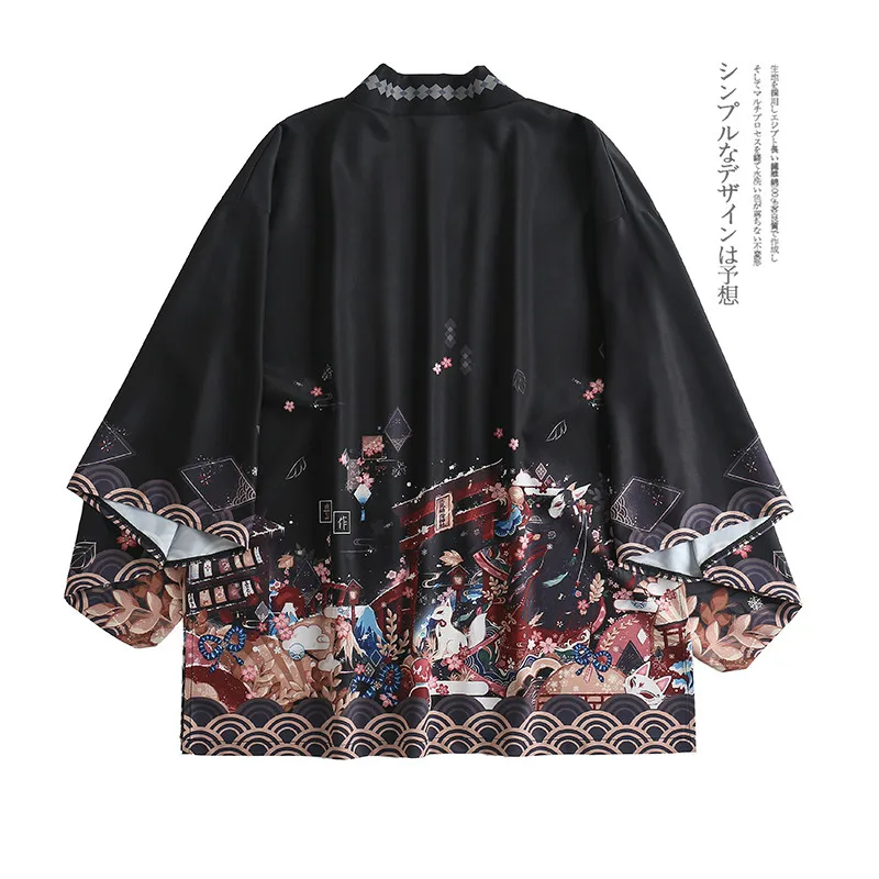 Женское кимоно с принтом Модный японский кардиган в стиле Харадзюку уличная