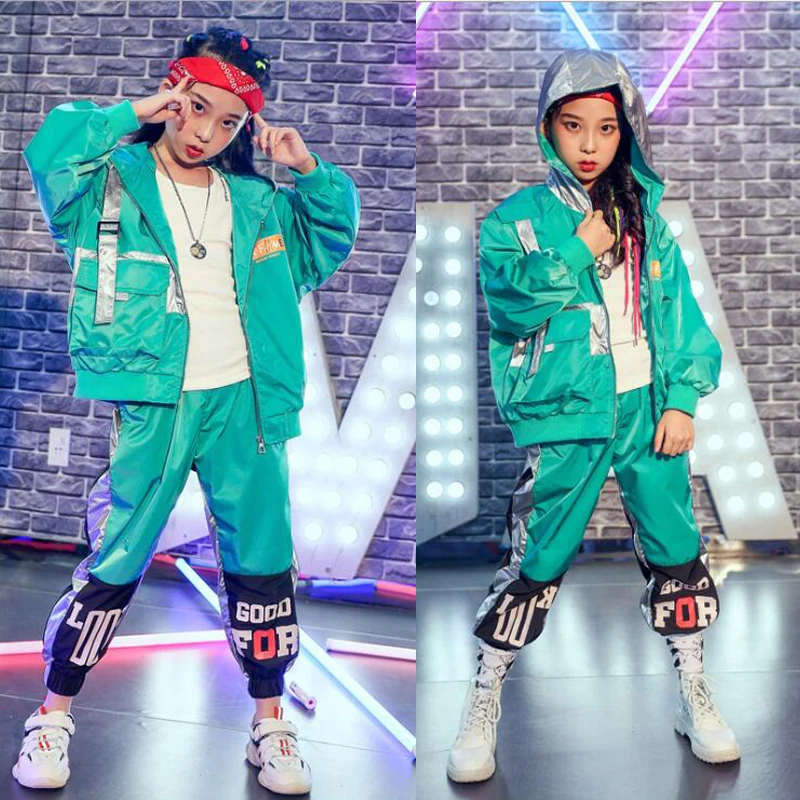 Костюмы для бальных танцев в стиле хип хоп девочек куртка с капюшоном