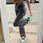 Джинсы Y2k женские с завышенной талией, хлопковые джоггеры из денима, вертикальные прямые штаны в стиле Харадзюку, ретро, 2021