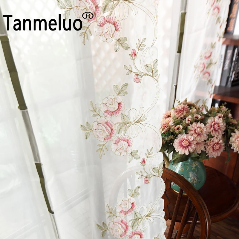 Короткая занавеска на окна кухни цветочные прозрачные тканевые шторы в римском