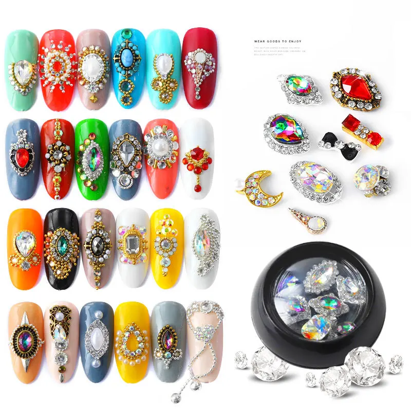 

Cross-Border Exclusive for Nail Beauty Alloy Ornaments DIY Fingernail Decoration Rhinestone Bow Colorful Jewelry Accessories