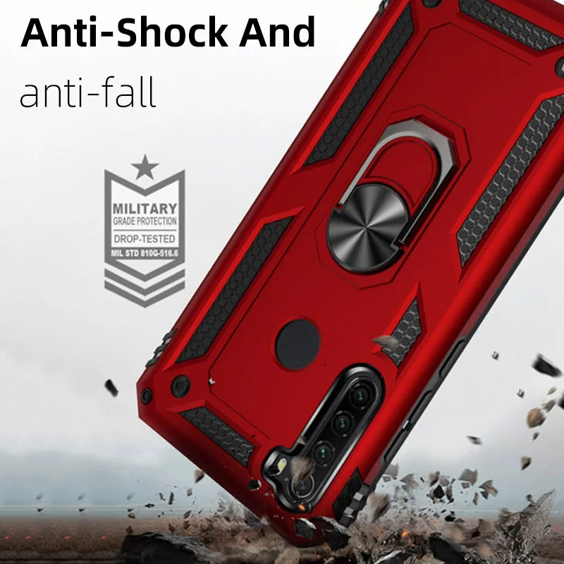 

Armor Magnet Metal Ring Case For Xiaomi Redmi Note 8 Pro 8T 7 Shockproof Back Cover For Redmi 7A 8A Mi Note 10 Pro Silicone Case