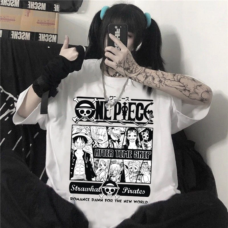 Модная суперкрутая Футболка с принтом Луффи из аниме One Piece коротким рукавом