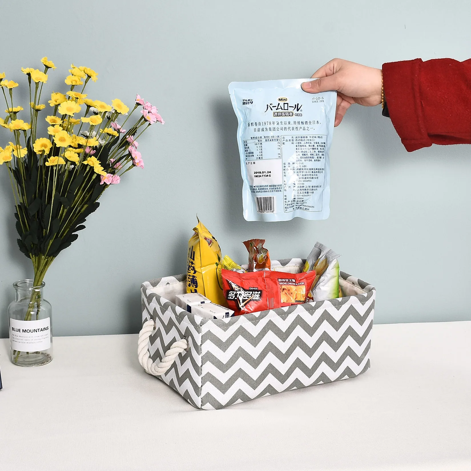 Холщовая настольная коробка для хранения с принтом Детские корзины игрушек