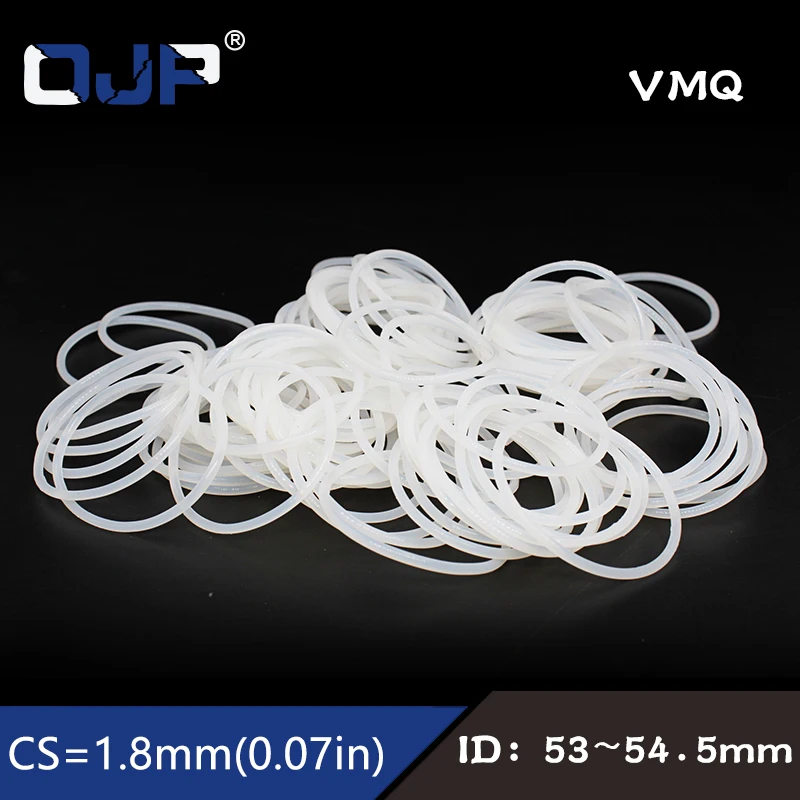 

1PC/lot White Silicon Silicone/VMQ Oring 1.8mm Thickness ID 53/54.5mm Rubber O-ring Seal Rings Oil Gasket Waterproof Washer