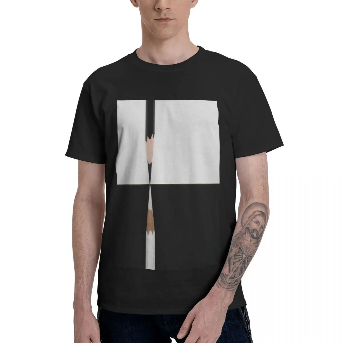 

New cool Pencil 3D printing men's short-sleeved personality casual round neck T-shirt unisex short-sleeved summer top