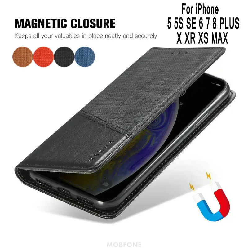 Vintage Flip Magnetic Leather Case For Apple iPhone 5 5S SE 6 6S 7 8 PLUS X XR XS MAX Fundas Coque Wallet Book Stand Cover Bag