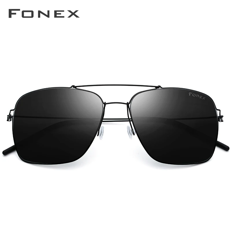 FONEX, поляризационные солнцезащитные очки для мужчин, ультралегкие, фирменный дизайн, зеркальные, сплав, большие размеры, квадратные солнцезащитные очки для мужчин, Безвинтовые очки 98622