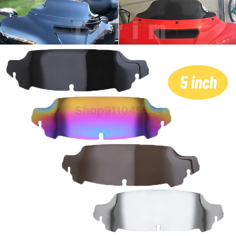 

Motorcycle 5" Windshield Upper Fairing Wind Deflector For Harley Touring Street Electra Glide Ultra FLHX 2014-UP