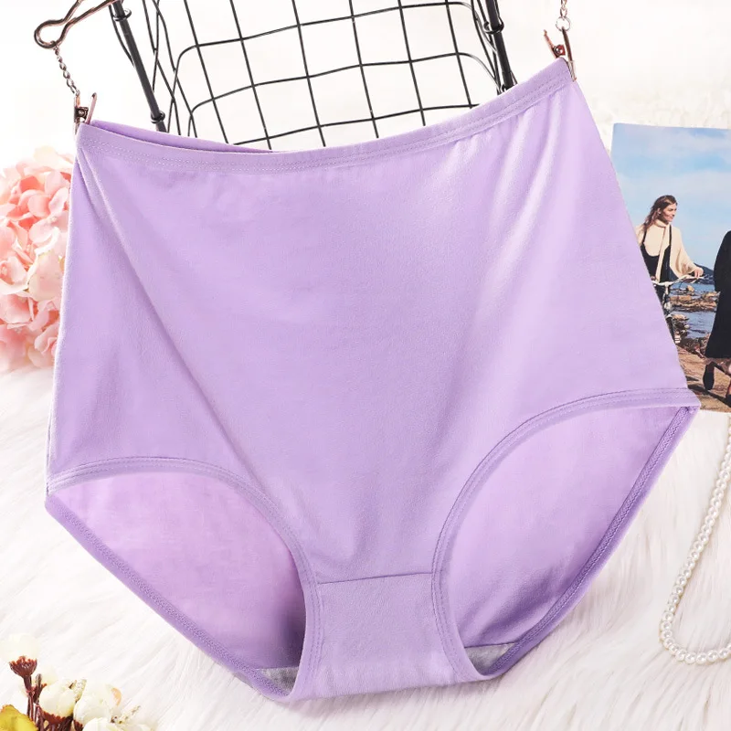 

XL~6XL Women's Underpants Cotton Briefs Lingerie Soft Panties Solid High Waist Underwear Plus Size Female Intimates