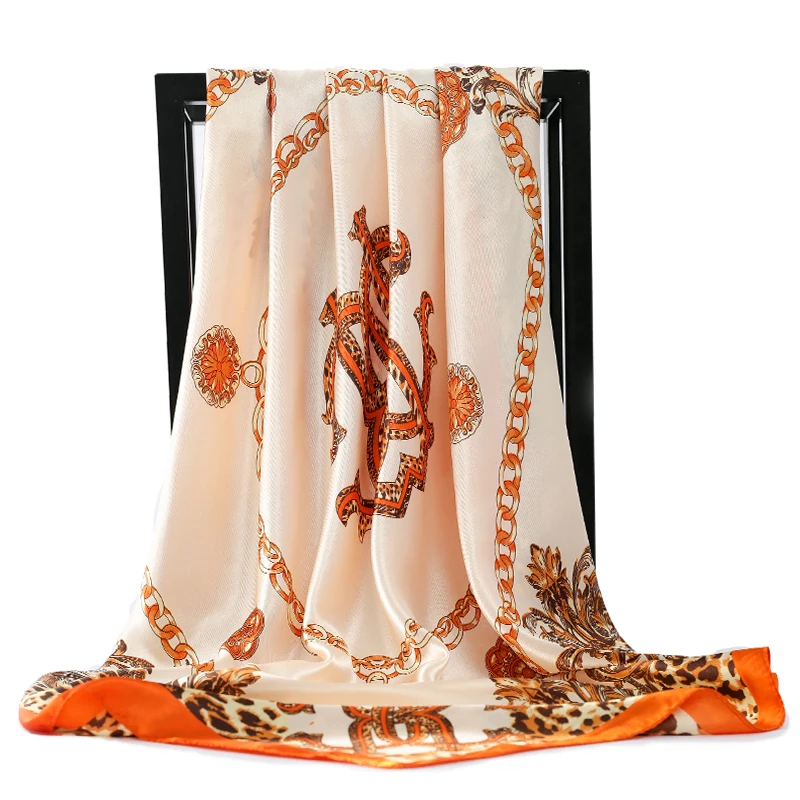 

2021 Luxury Brand New Silk Scarf Shawl Ladies Fashion Sexy Leopard Print Design Floral Large Square Scarves Wraps Muslim Hijabs