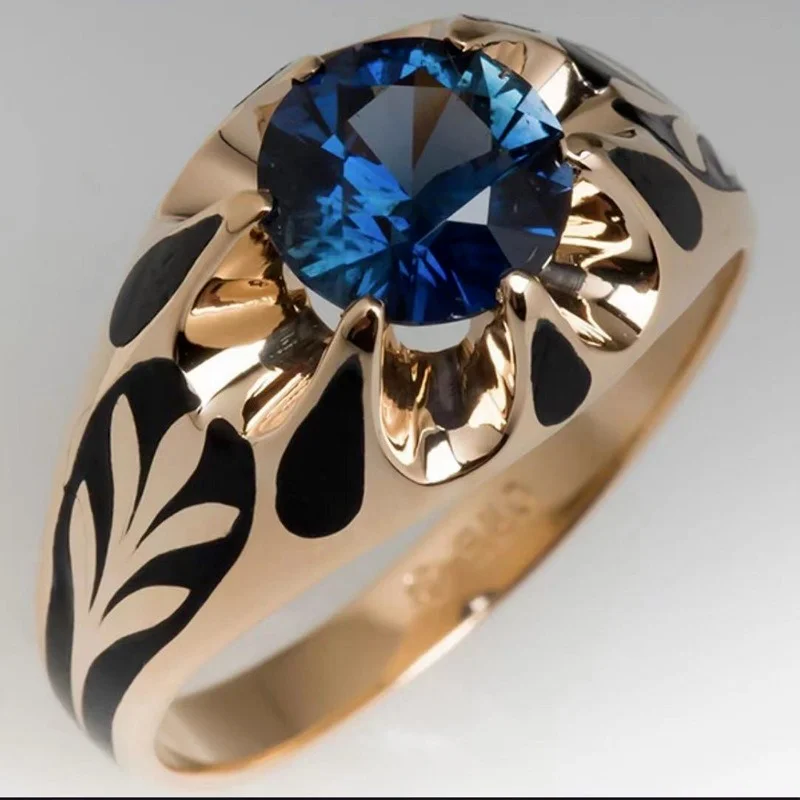 

Men's Sapphire creative totem ring European and American fashion accessories gift men's ring size 6-10