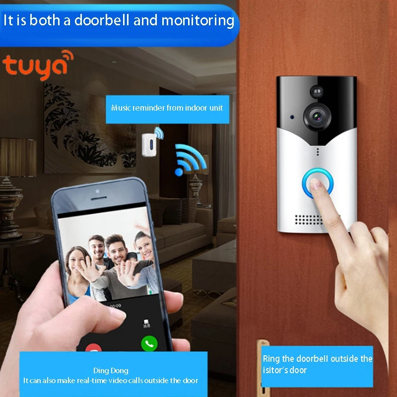 

WT602 Doorbell Low Power Video Doorbell Smart Wif Voice Intercom Monitoring Doorbell Suitable for Alexa/Google Home