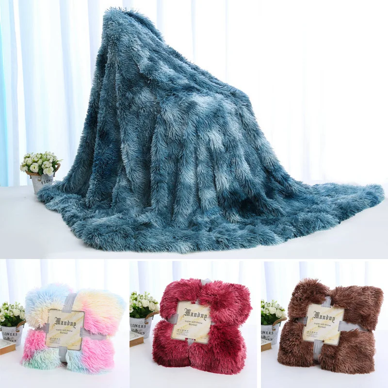 

Shaggy Throw Blanket Soft Long Plush Bed Cover Blanket Fluffy Faux Fur Winter Fuzzy Bedspread Blankets for Beds Couch Sofa