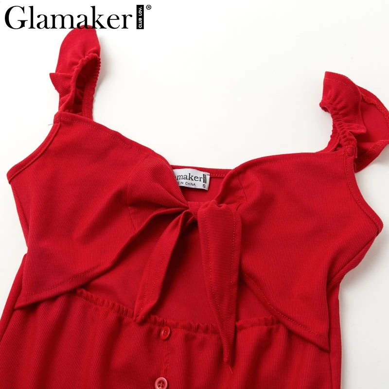 Glamaker, Красное вязаное винтажное сексуальное платье с v-образным вырезом, с выемками, с закручивающимися пуговицами, элегантное женское платье, Осень-зима, женские вечерние платья, длинное платье