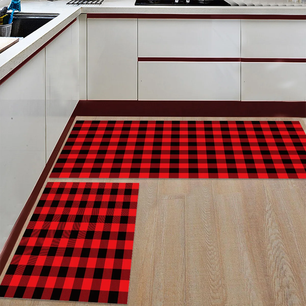 2 шт./компл. красно-черные клетчатые геометрические кухонные аксессуары дверной