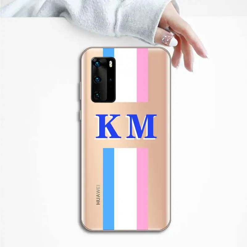 

Monogram stripes personalized name Phone Case Transparent for huawei honor P 40 30 20 lite Pro 10 i 8 9 x p smart 2019