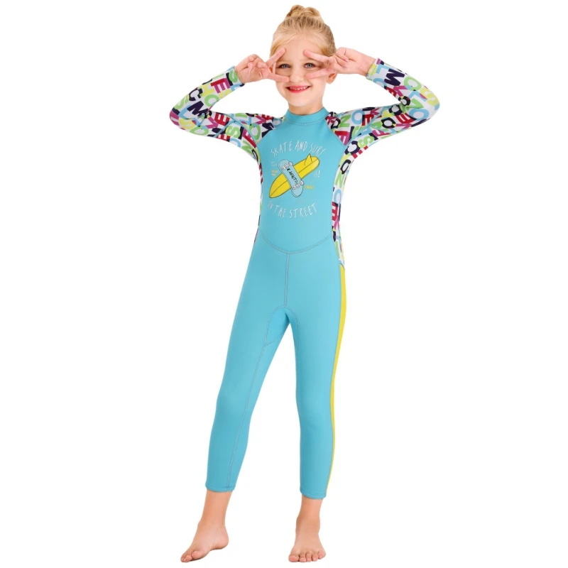 

2021 Children's Girls Boys Swimsuit 2.5mm Diving Suction Continuous Thermal Kids Sunscreen Swimwears