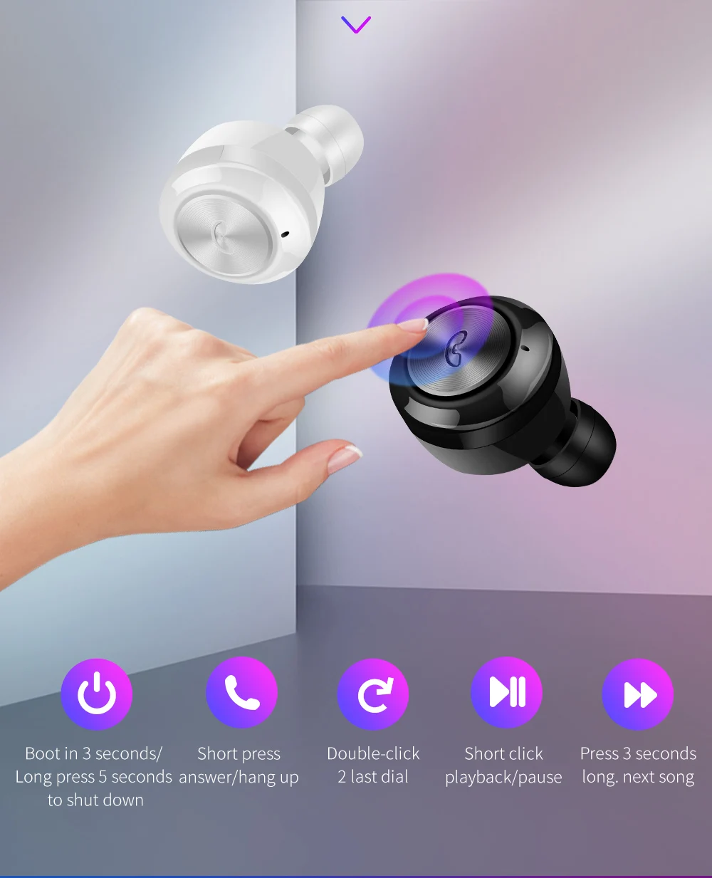 TWS, мини беспроводные Bluetooth наушники, стерео наушники-вкладыши, гарнитура с микрофоном, невидимые Bluetooth наушники для iPhone, huawei, samsung