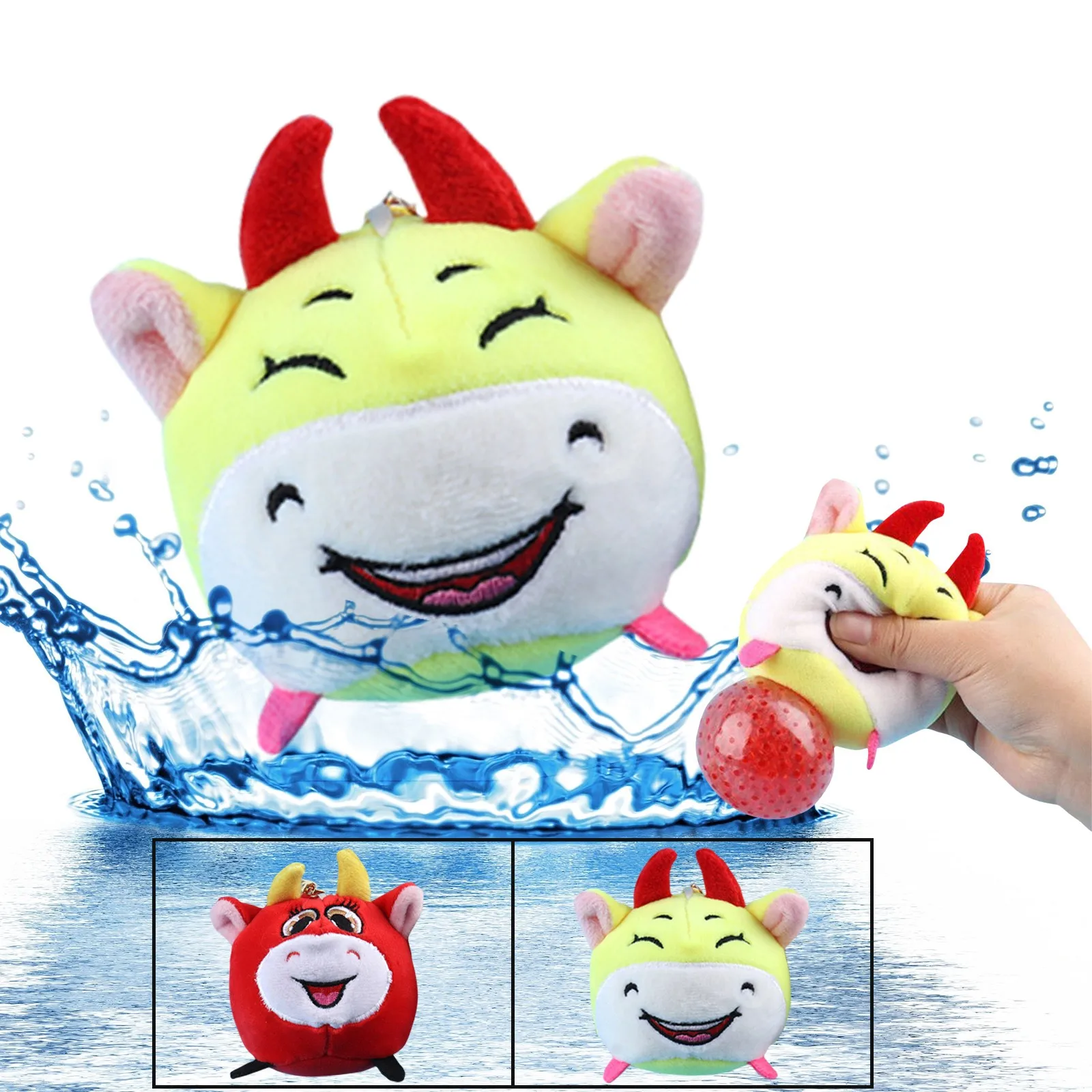 

Top Fidget Toys Squishy Tpr Decompression Pinch Toy 2021 Zodiac Year Plush Bead Keychain Pendant 5ml Stress Reliever Toys