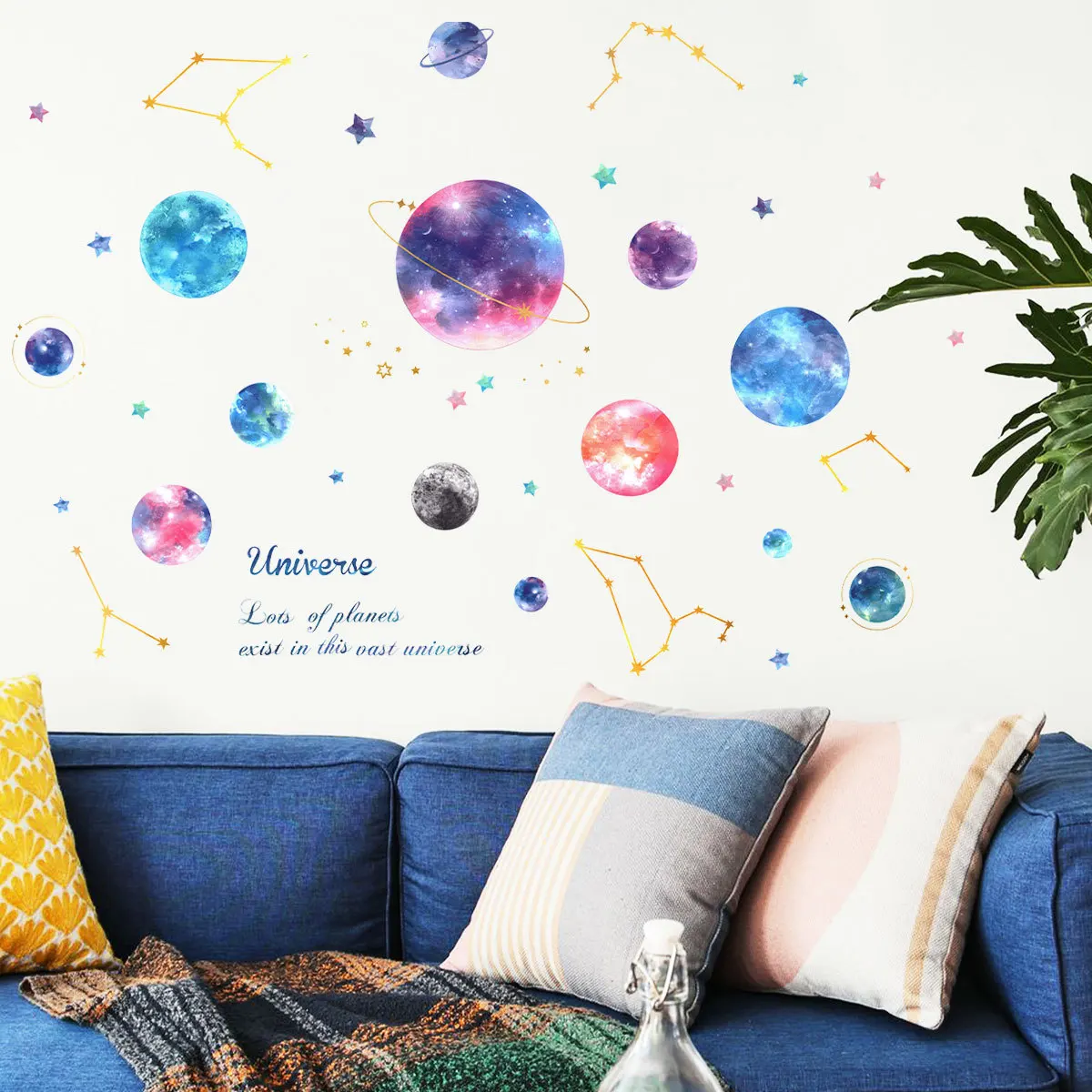 

Creative Starry Sky Wall Sticker Teen Aesthetic Poster Kids Room Living Room Background Wall Decoration Baby Room Decor Mural