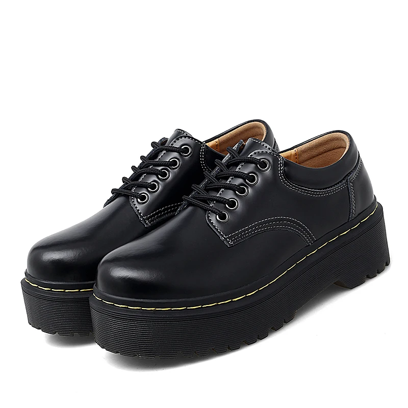 

New Style Square Heel Women's Shoes Thick-soled Increased Waterproof PU Women's Shoes 35-41 Women's Leather Shoes Zapatos mujer