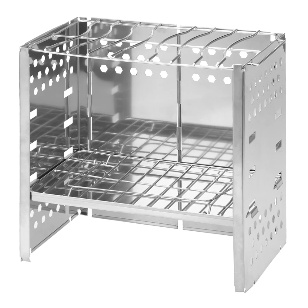 Silver Дровяная плита, походная плита, горелка для пикника, барбекю, складная плита из нержавеющей стали, горелка для дровяных плит - Цвет: Silver