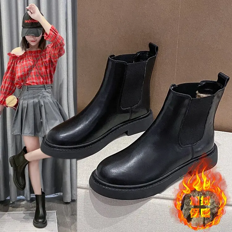 

New Luxury Chelsea Boots Women Ankle Boots Chunky Winter Shoes Platform Ankle Boots Slip On Chunky Heel Boot Brand Designer