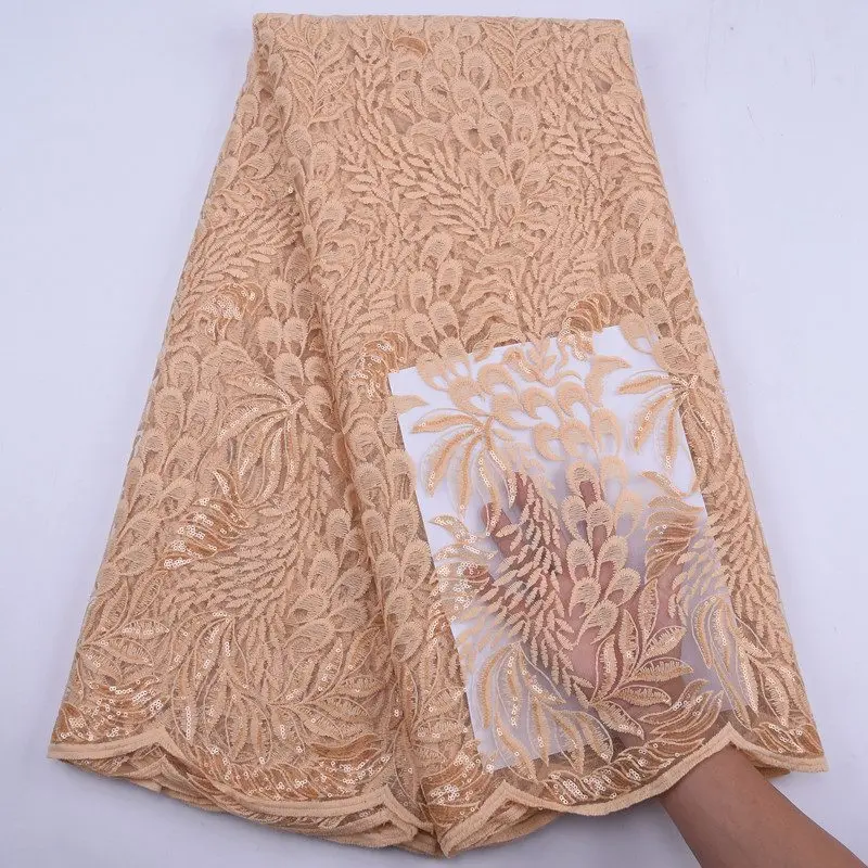 

French Sequins Lace Fabric 2020 High Quality Lace Mesh African Tulle Lace Fabric Nigerian Lace Embroidery Fabric For Dress S1905