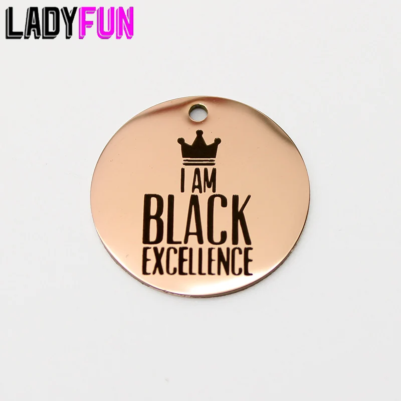 

I Am Black Excellence Charm Черные Подвески для девушки из нержавеющей стали