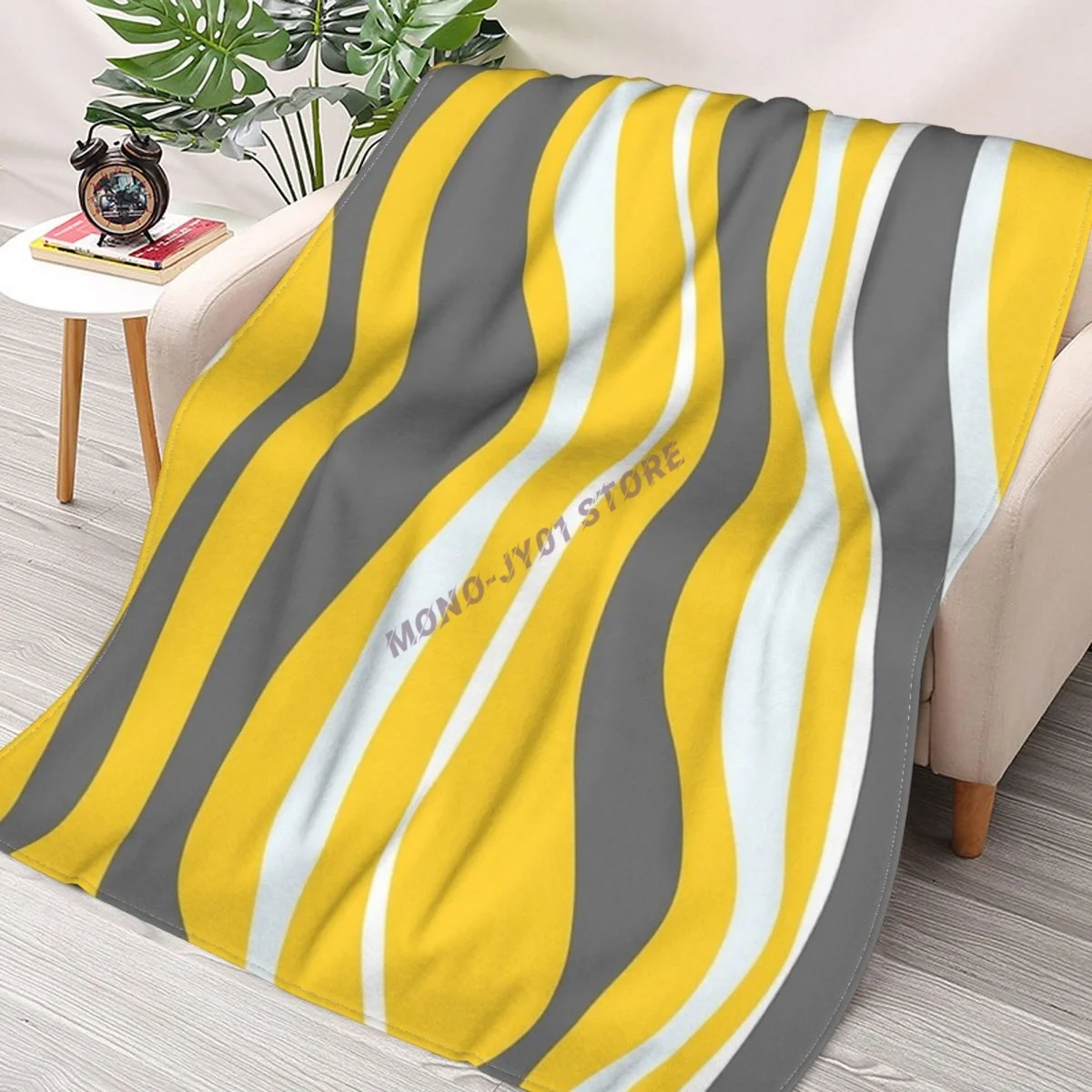 

Abstract Retro Groovy Lines Grey And Yellow Throw Blanket Sherpa Blanket cover Bedding soft Blankets