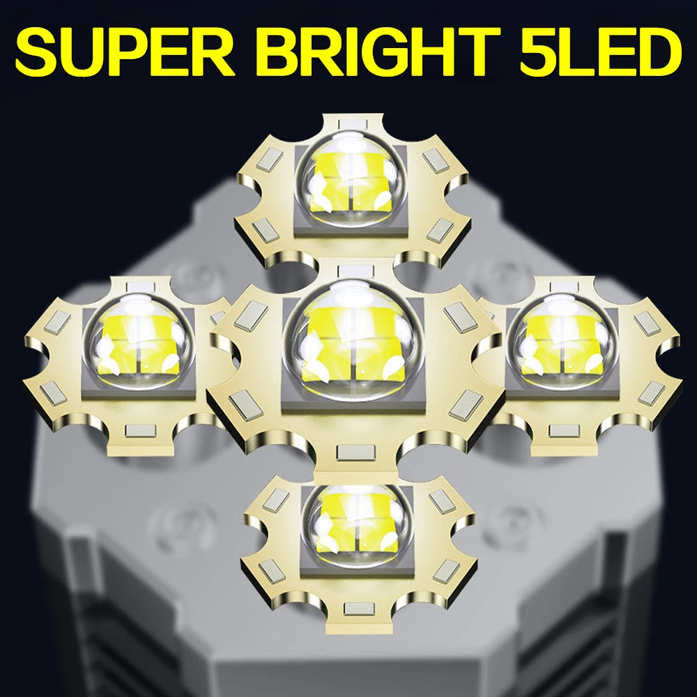 Мощный водонепроницаемый светодиодный фонарик с 5 Светодиодами 4 режима фонарики