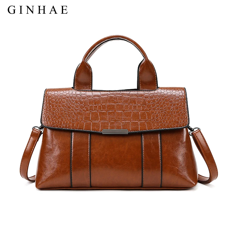 

Ginhae Alligator Leather Handbag Women Luxury Designer Patchwork Crossbody Shoulder Bags Ladies High Quatily PU Tote Bag Blosa