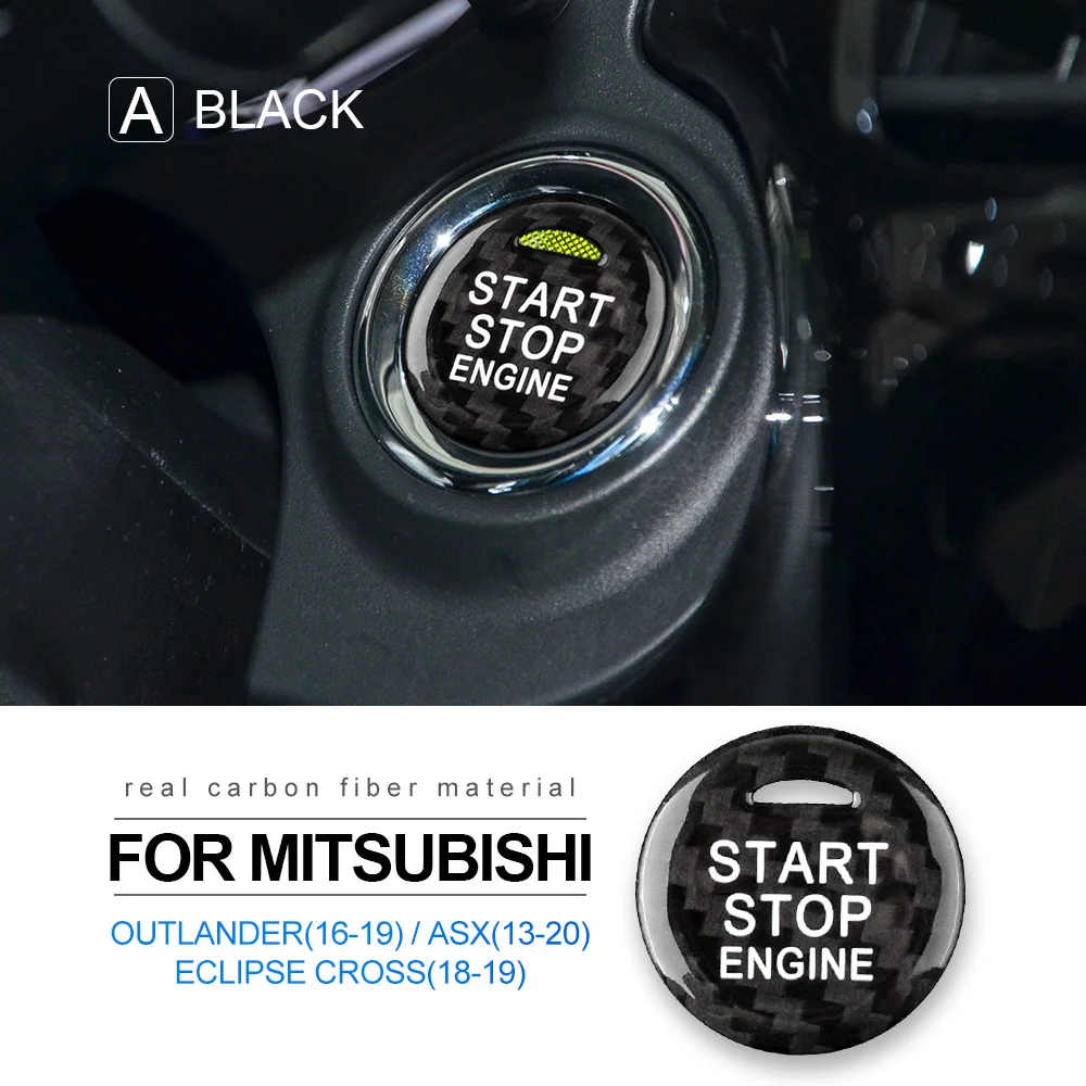

Настоящие жесткие наклейки из углеродного волокна для Mitsubishi Outlander ASX Eclipse Cross, кнопка запуска и остановки двигателя, наклейка на крышку зажигания