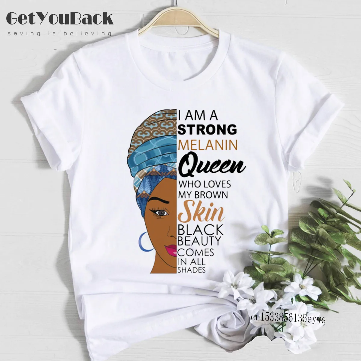 Женская футболка с принтом I Am Strong Melanin Queen черная и Strong|Футболки| |