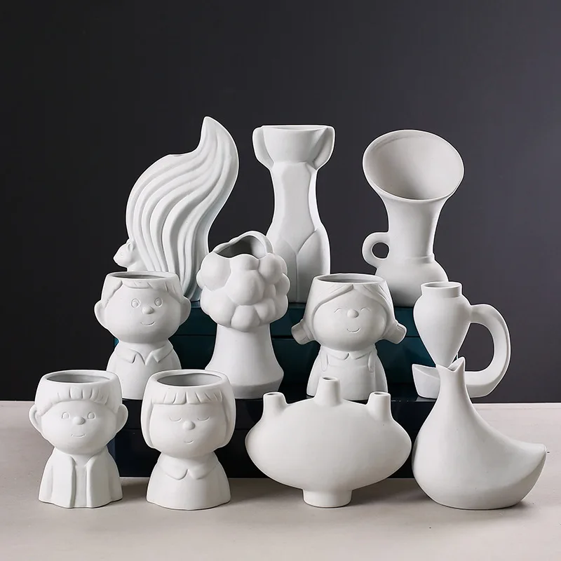 

New Nordic Home Decor Modern White Ceramics Flower Vase Decoration Living Room Decor Home And Decoration Vases For Interior