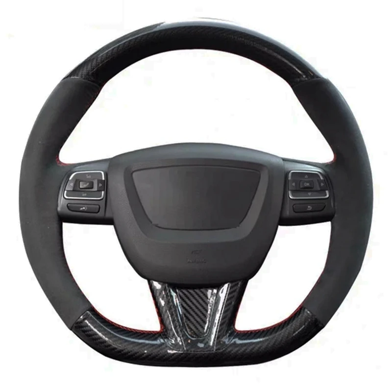 

Car Steering Wheel Cover Black Carbon Fiber Black Suede For Seat Leon Altea Leon Cupra 2008-2012 Toledo Alhambra 2010-2015