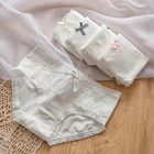 Трусики женские хлопковые, кружевные, белые, дышащие