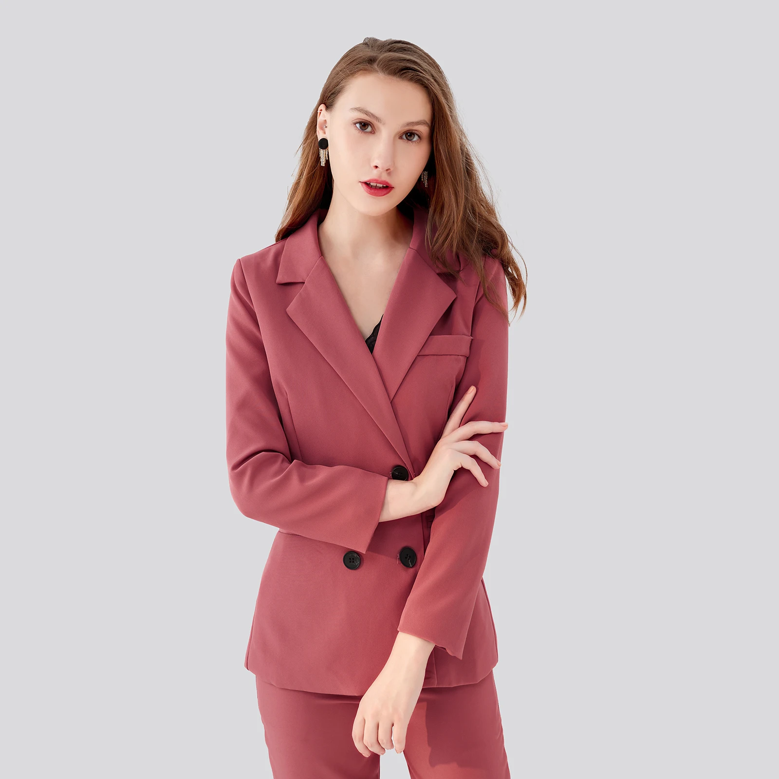 

Women's Set Autumn Spring Long Sleeve Blazer Pants Women Sets two Breasted Jacket Formal Suit 2 Pieces Sets Suit Office Lady