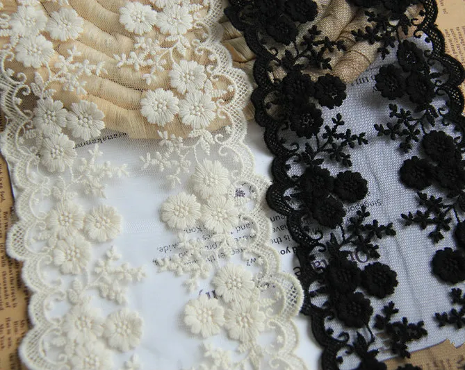 5 ярдов/партия двусторонняя кружевная ткань с цветочной вышивкой 11 см | Дом и сад