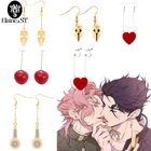 Оптовая продажа, 10 шт., серьги-подвески в виде невероятных приключений, Kujo Jotaro, серьги в форме разбитого сердца, золотые серьги в виде Бруно буктората, ювелирные изделия
