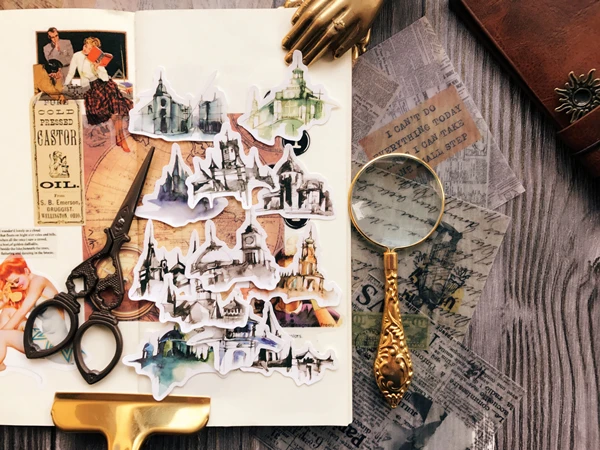 12 наклеек в стиле винтажной готической архитектуры альбом сделай сам для