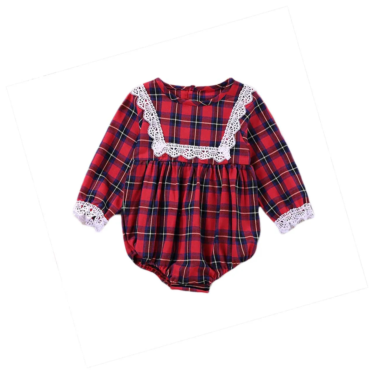

Newborn Baby Girl Lace Plaid Romper Bodysuit Jumpsuit Playsuit Clothes Outfits