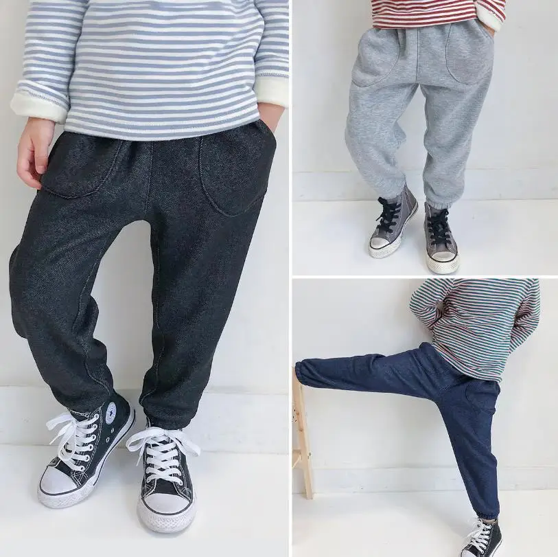Детские штаны для мальчиков и девочек Сезон осень Теплые хлопковые плотные
