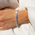 Льдом 5 мм AAA кубический цирконий Теннисный браслет серебряного цвета Теннисный браслет-цепочка с фианитами в стиле хип-хоп, ювелирное изделие для женщин