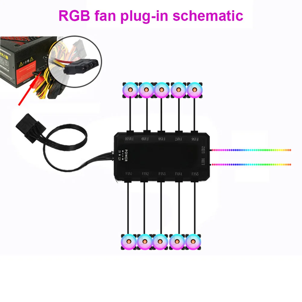 Радужное свечение RGB регулируемый цветной вентилятор охлаждения 120 мм светодиодный ПК компьютер бесшумный корпус контроллер вентилятора VDX99