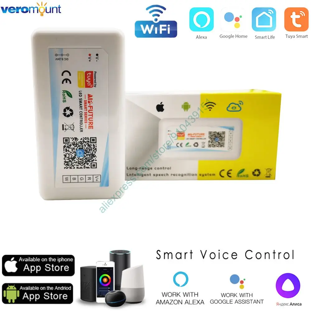DC5 24V Tuya Wi Fi Беспроводной LED Управление Поддержка iOs Android APP Alexa Google Voice для DIM CCT RGB/RGBW