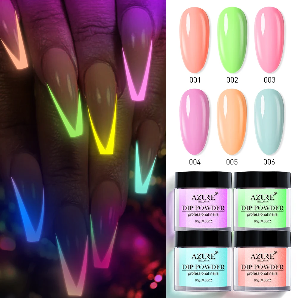 Azure Beauty флуоресцентный сверкающий порошок для дизайна ногтей светящийся