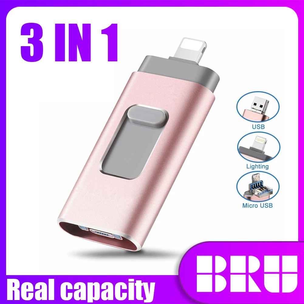 BRU Usb флеш-накопитель для Iphone Ipad Android смартфона планшета ПК 8 ГБ 16 32 64 128 256 карта